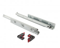 Комплект направляющих Soft-Close скрытого монтажа Firmax Simple, L=450мм, полного выдвижения, для ЛДСП 16 мм с доводчиком, (2 направляющие + 2 крепления), FRM0380.SF45